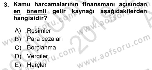 Devlet Borçları Dersi Ara Sınavı Deneme Sınav Soruları 3. Soru