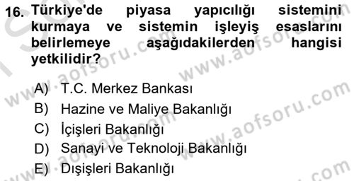 Devlet Borçları Dersi 2019 - 2020 Yılı (Final) Dönem Sonu Sınav Soruları 16. Soru