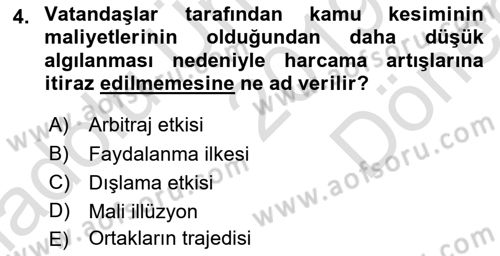 Devlet Borçları Dersi 2019 - 2020 Yılı (Final) Dönem Sonu Sınav Soruları 4. Soru