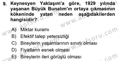 Devlet Borçları Dersi 2019 - 2020 Yılı (Final) Dönem Sonu Sınav Soruları 9. Soru