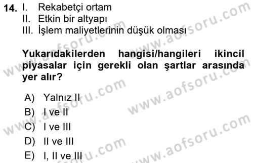 Devlet Borçları Dersi 2020 - 2021 Yılı Yaz Okulu Sınav Soruları 14. Soru