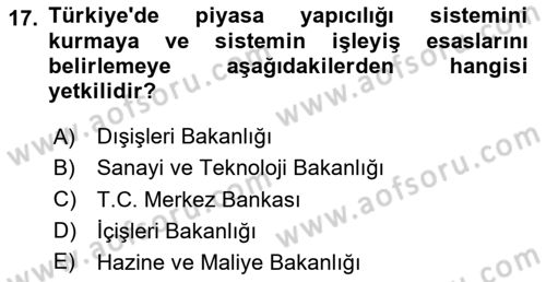 Devlet Borçları Dersi 2020 - 2021 Yılı Yaz Okulu Sınav Soruları 17. Soru