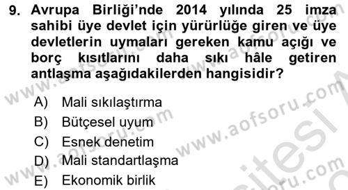 Devlet Borçları Dersi 2020 - 2021 Yılı Yaz Okulu Sınav Soruları 9. Soru