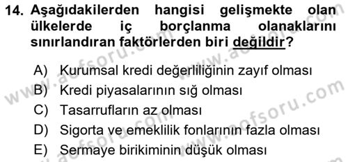 Devlet Borçları Dersi 2021 - 2022 Yılı (Vize) Ara Sınav Soruları 14. Soru