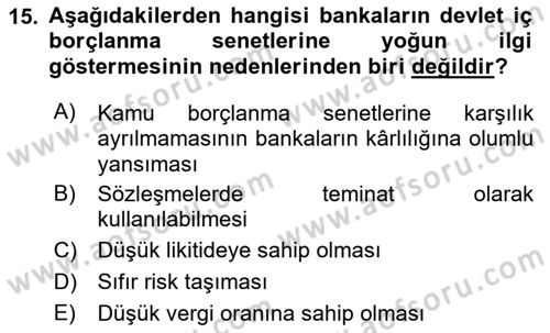 Devlet Borçları Dersi 2021 - 2022 Yılı (Vize) Ara Sınav Soruları 15. Soru