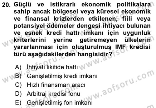 Devlet Borçları Dersi 2021 - 2022 Yılı (Vize) Ara Sınav Soruları 20. Soru