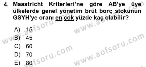 Devlet Borçları Dersi 2021 - 2022 Yılı (Vize) Ara Sınav Soruları 4. Soru