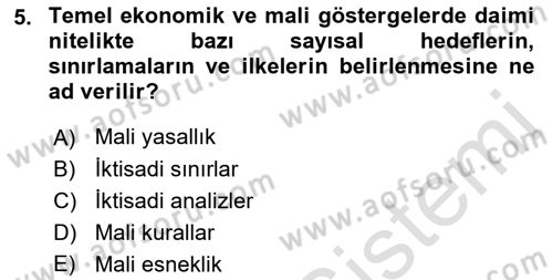 Devlet Borçları Dersi 2021 - 2022 Yılı (Vize) Ara Sınav Soruları 5. Soru