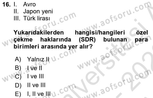 Devlet Borçları Dersi 2022 - 2023 Yılı (Vize) Ara Sınav Soruları 16. Soru