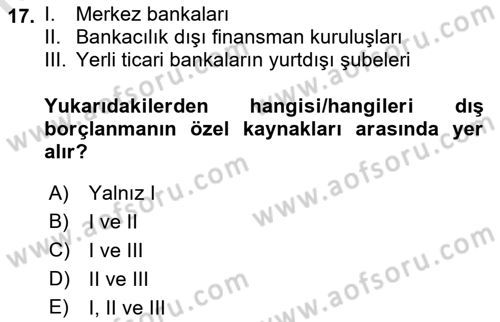 Devlet Borçları Dersi 2022 - 2023 Yılı (Vize) Ara Sınav Soruları 17. Soru