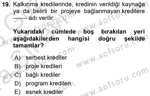 Devlet Borçları Dersi 2022 - 2023 Yılı (Vize) Ara Sınav Soruları 19. Soru