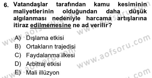 Devlet Borçları Dersi 2022 - 2023 Yılı (Vize) Ara Sınav Soruları 6. Soru