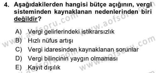 Devlet Borçları Dersi 2022 - 2023 Yılı (Final) Dönem Sonu Sınav Soruları 4. Soru