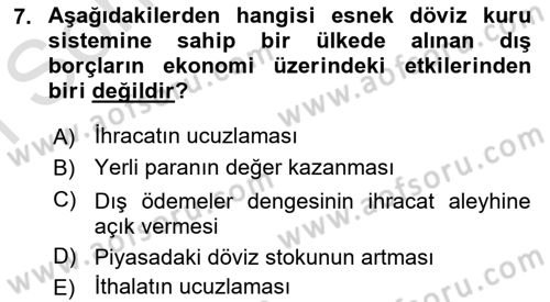 Devlet Borçları Dersi 2022 - 2023 Yılı (Final) Dönem Sonu Sınav Soruları 7. Soru