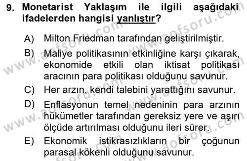 Devlet Borçları Dersi 2022 - 2023 Yılı (Final) Dönem Sonu Sınav Soruları 9. Soru