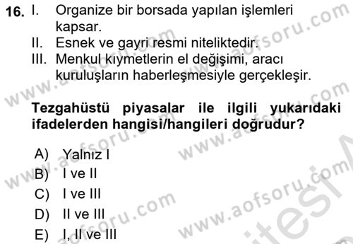 Devlet Borçları Dersi 2022 - 2023 Yılı Yaz Okulu Sınav Soruları 16. Soru