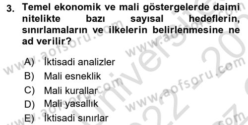 Devlet Borçları Dersi 2022 - 2023 Yılı Yaz Okulu Sınav Soruları 3. Soru
