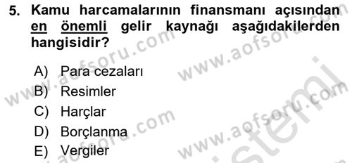 Devlet Borçları Dersi 2022 - 2023 Yılı Yaz Okulu Sınav Soruları 5. Soru