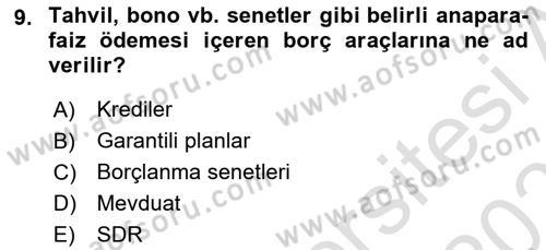 Devlet Borçları Dersi 2022 - 2023 Yılı Yaz Okulu Sınav Soruları 9. Soru