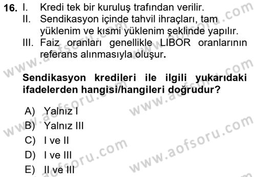 Devlet Borçları Dersi 2023 - 2024 Yılı (Vize) Ara Sınav Soruları 16. Soru