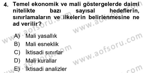 Devlet Borçları Dersi 2023 - 2024 Yılı (Vize) Ara Sınav Soruları 4. Soru