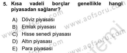Devlet Borçları Dersi 2023 - 2024 Yılı (Vize) Ara Sınav Soruları 5. Soru