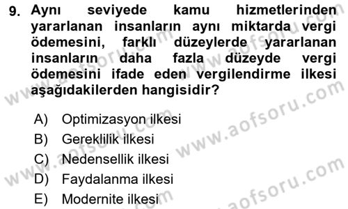 Devlet Borçları Dersi 2023 - 2024 Yılı (Vize) Ara Sınav Soruları 9. Soru