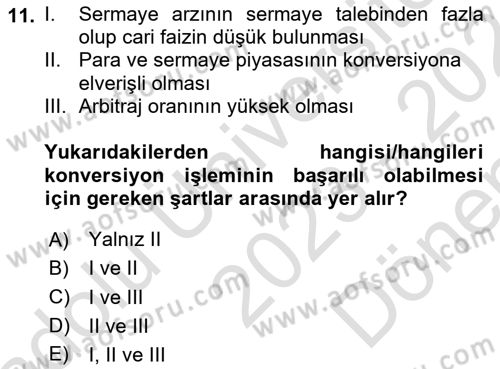Devlet Borçları Dersi 2023 - 2024 Yılı (Final) Dönem Sonu Sınav Soruları 11. Soru