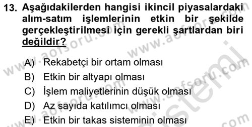 Devlet Borçları Dersi 2023 - 2024 Yılı (Final) Dönem Sonu Sınav Soruları 13. Soru