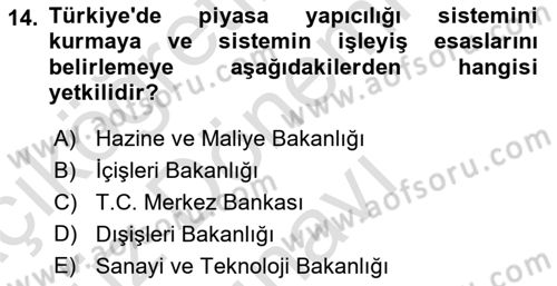 Devlet Borçları Dersi 2023 - 2024 Yılı (Final) Dönem Sonu Sınav Soruları 14. Soru