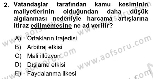 Devlet Borçları Dersi Dönem Sonu Sınavı Deneme Sınav Soruları 2. Soru