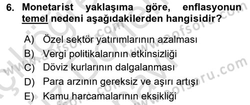 Devlet Borçları Dersi 2023 - 2024 Yılı (Final) Dönem Sonu Sınav Soruları 6. Soru