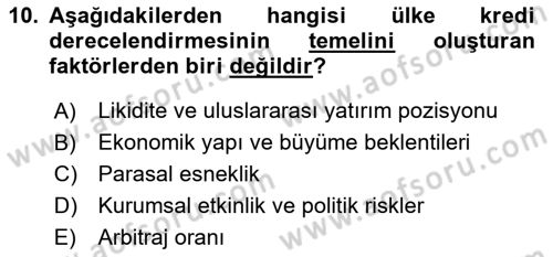 Devlet Borçları Dersi 2023 - 2024 Yılı Yaz Okulu Sınav Soruları 10. Soru