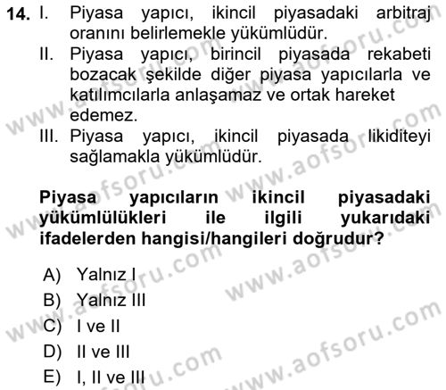 Devlet Borçları Dersi Dönem Sonu Sınavı Deneme Sınav Soruları 14. Soru
