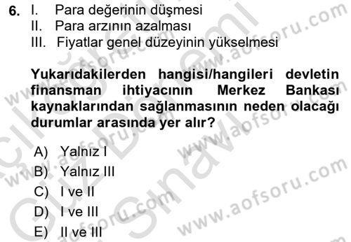 Devlet Borçları Dersi Dönem Sonu Sınavı Deneme Sınav Soruları 6. Soru