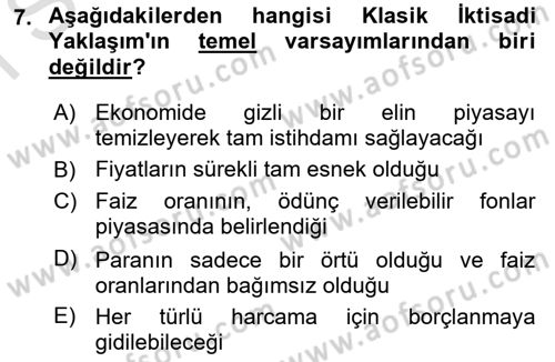 Devlet Borçları Dersi 2024 - 2025 Yılı (Final) Dönem Sonu Sınav Soruları 7. Soru