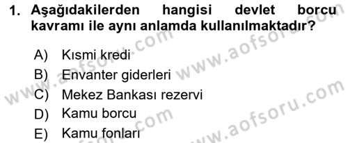 Devlet Borçları Dersi 2024 - 2025 Yılı Yaz Okulu Sınav Soruları 1. Soru