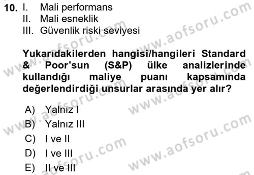 Devlet Borçları Dersi 2024 - 2025 Yılı Yaz Okulu Sınav Soruları 10. Soru