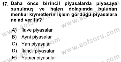 Devlet Borçları Dersi 2024 - 2025 Yılı Yaz Okulu Sınav Soruları 17. Soru