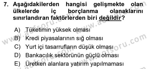 Devlet Borçları Dersi 2024 - 2025 Yılı Yaz Okulu Sınav Soruları 7. Soru