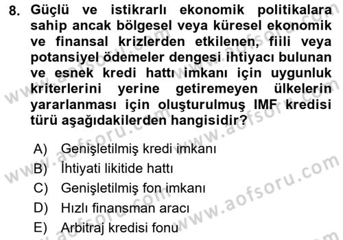 Devlet Borçları Dersi 2024 - 2025 Yılı Yaz Okulu Sınav Soruları 8. Soru