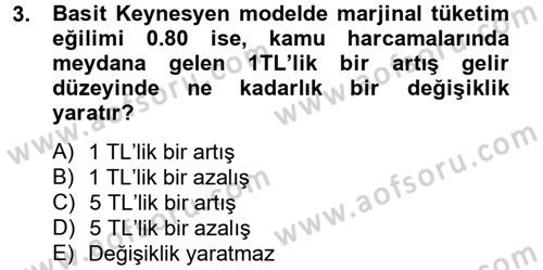 Maliye Politikası Dersi 2012 - 2013 Yılı (Vize) Ara Sınav Soruları 3. Soru