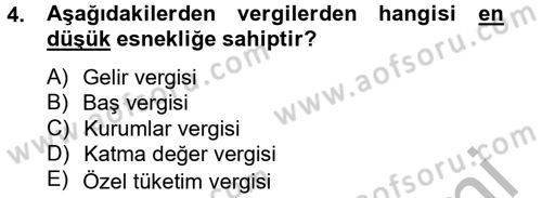 Maliye Politikası Dersi 2012 - 2013 Yılı (Vize) Ara Sınav Soruları 4. Soru