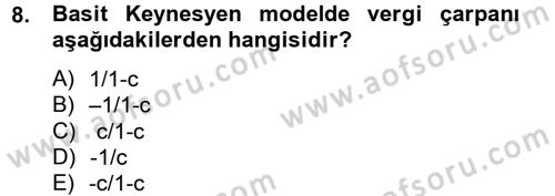 Maliye Politikası Dersi 2012 - 2013 Yılı (Vize) Ara Sınav Soruları 8. Soru
