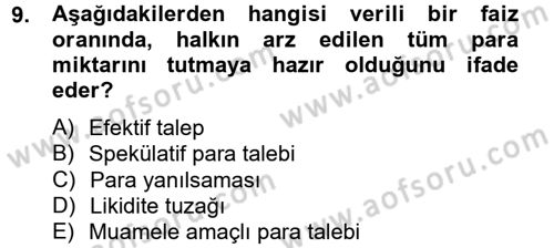 Maliye Politikası Dersi 2012 - 2013 Yılı (Vize) Ara Sınav Soruları 9. Soru