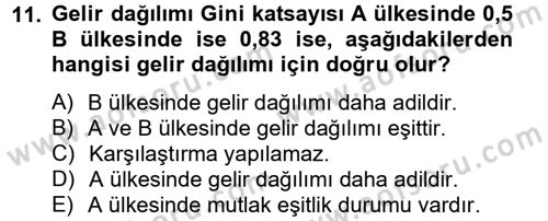 Maliye Politikası Dersi 2012 - 2013 Yılı (Final) Dönem Sonu Sınav Soruları 11. Soru