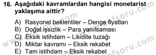 Maliye Politikası Dersi 2012 - 2013 Yılı (Final) Dönem Sonu Sınav Soruları 16. Soru
