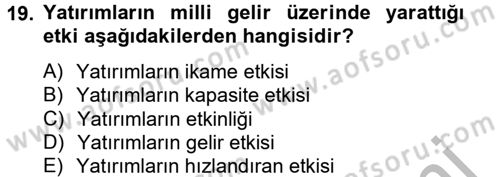 Maliye Politikası Dersi 2012 - 2013 Yılı (Final) Dönem Sonu Sınav Soruları 19. Soru