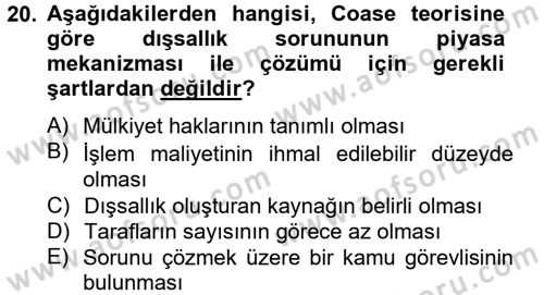 Maliye Politikası Dersi 2012 - 2013 Yılı (Final) Dönem Sonu Sınav Soruları 20. Soru