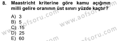 Maliye Politikası Dersi 2012 - 2013 Yılı (Final) Dönem Sonu Sınav Soruları 8. Soru
